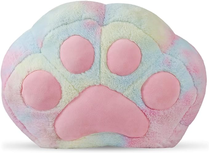 Stuffed Animal Storage Bean Bag Chair Cover for Kids Tie Dye Cat's Paw Bean Bag Cushion for Girls Medium Size Toy Organizer Cover Only Without Filling - LeafyLoom