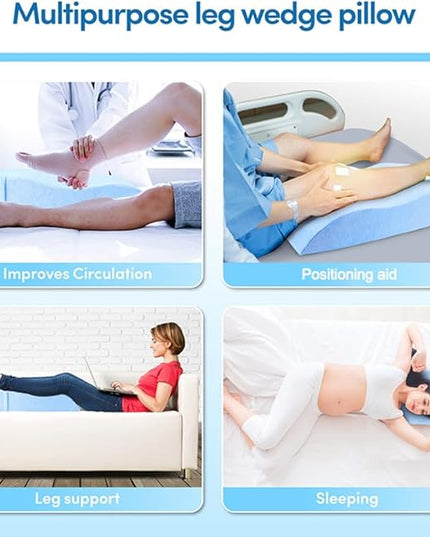 Single Leg Elevation Wedge Pillow Memory Foam Post Surgery Leg Pillow, Waterproof（Polyester+TPU） Elevated Leg Foot Rest Pillow for After Surgery Swelling Blood Circulation - LeafyLoom