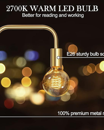QiMH Industrial Floor Lamp with Light Bulb, Metal Standing Tall Modern Brushed Gold Led Living Room Lamp for Home Decor,Bedroom,Reading,Office(E26 Socket,Foot Switch) - LeafyLoom