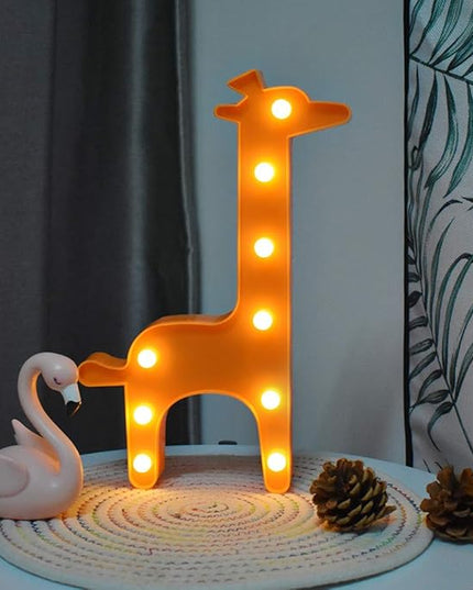GUOCHENG Lovely Giraffe LED Night Light Warm White Animal Shaped Table Night Lamps Bedroom Nursery Home Bedside Indoor Decorations Giraffe Gifts for Kids Children Girls(Orange) - LeafyLoom