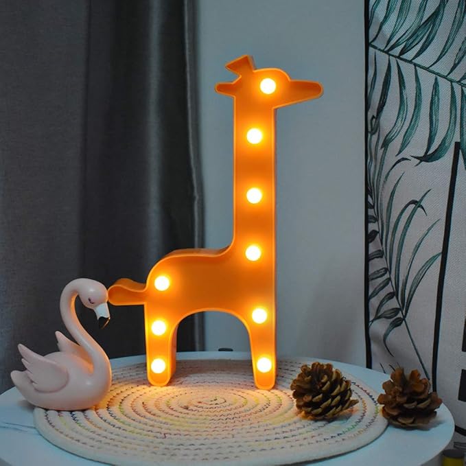 GUOCHENG Lovely Giraffe LED Night Light Warm White Animal Shaped Table Night Lamps Bedroom Nursery Home Bedside Indoor Decorations Giraffe Gifts for Kids Children Girls(Orange) - LeafyLoom