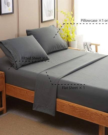 SONORO KATE Bed Sheet Set Super Soft Microfiber 1800 Thread Count Luxury Egyptian Sheets 18-Inch Deep Pocket Wrinkle-4 Piece(Full Dark Grey) - LeafyLoom