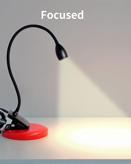 chiphy LED Desk Lamp with Clamp, Clip-on Book Reading Light, Rechargeable Portable Workbench Light with 5 Dimmable Brightness 4 Color Modes Touch Control for Home Office Desk Dorm - LeafyLoom