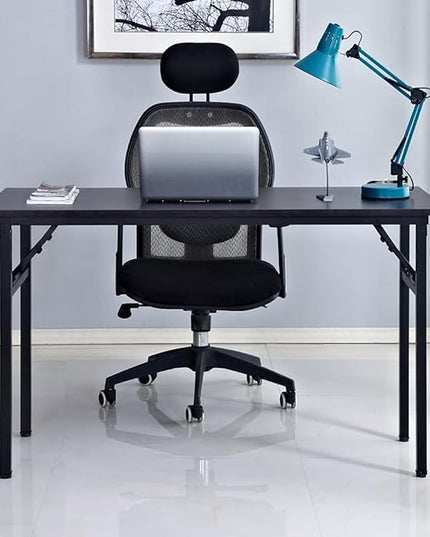 SogesGame Study Computer Desk 39.4 Inch Home Office Writing Small Desk, Modern Simple Style PC Table, Foldable Desk No Install Needed, Black - LeafyLoom