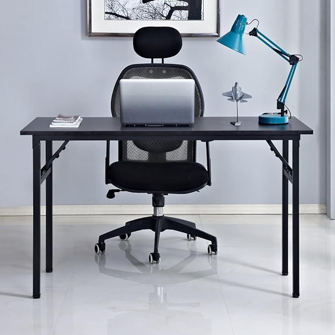 SogesGame Study Computer Desk 39.4 Inch Home Office Writing Small Desk, Modern Simple Style PC Table, Foldable Desk No Install Needed, Black - LeafyLoom