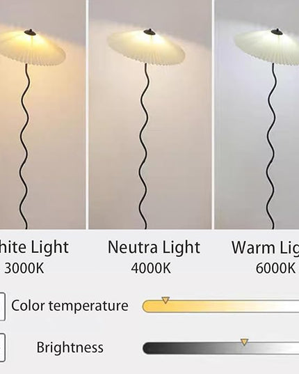 Pleated Floor Lamp, 3 Color Dimmable Floor Lamp, Retro Bedside Atmosphere Table Lamp for Bedroom, Living Room, Office ( Color : 4# , Size : Large ) - LeafyLoom