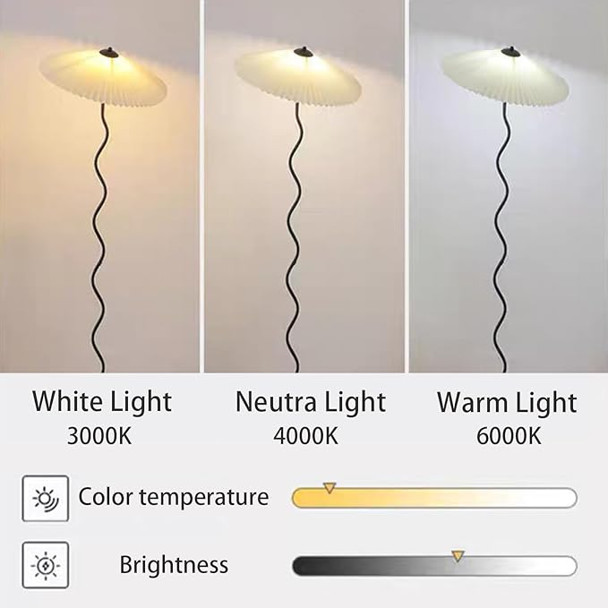 Pleated Floor Lamp, 3 Color Dimmable Floor Lamp, Retro Bedside Atmosphere Table Lamp for Bedroom, Living Room, Office ( Color : 4# , Size : Large ) - LeafyLoom
