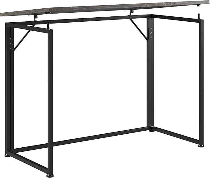 Techni Mobili Space Saving Folding Desk, Grey - LeafyLoom