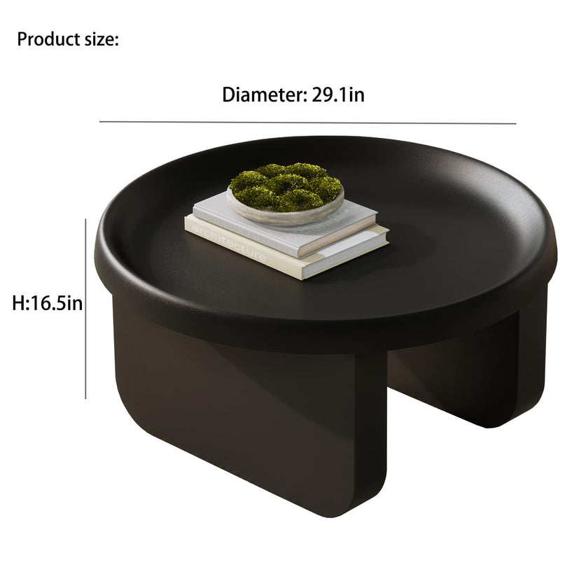Round Coffee Table,Modern Coffee Table,Unique Circle Coffee Tables,Metal Center Table for Living Room (Black, 29.5 x 16.5) LeafyLoom