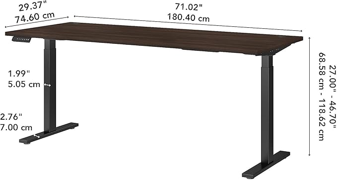 Bush Business Furniture Move 60 Electric Ergonomic Sit-Stand Computer Table for Home and Professional Office, 72W x 30D, Black Walnut - LeafyLoom
