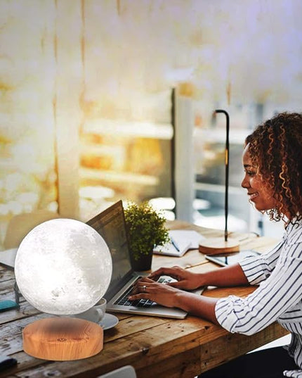 VGAzer Levitating Moon Lamp,Floating and Spinning in Air Freely with 3D Printing LED Moon Light Has 3 Colors for Unique Christmas Gifts,Room Decor (3 Colors) - LeafyLoom