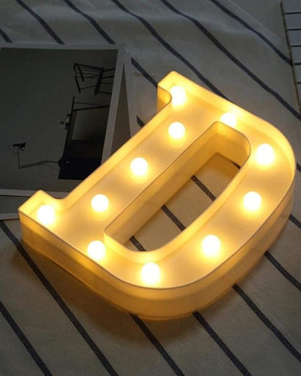 LED Marquee Letter Lights Sign D 26 Alphabet Light Up Letters Sign for Night Light Wedding Birthday Party Battery Powered Christmas Lamp Home Bar Decoration (D) - LeafyLoom