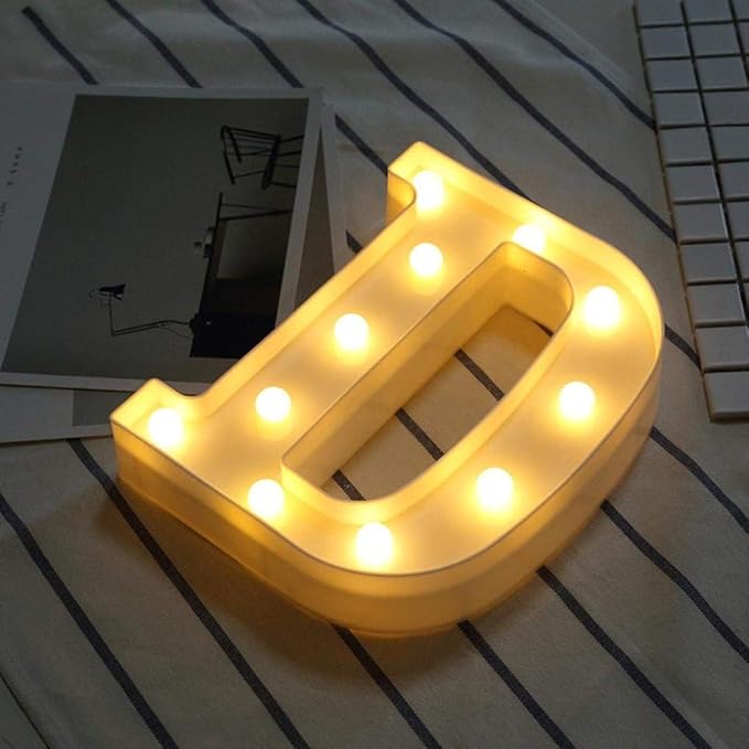 LED Marquee Letter Lights Sign D 26 Alphabet Light Up Letters Sign for Night Light Wedding Birthday Party Battery Powered Christmas Lamp Home Bar Decoration (D) - LeafyLoom