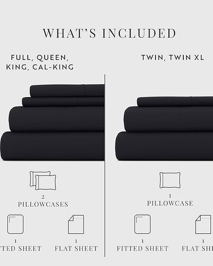 Linen Market Bed Sheets for Twin Size Bed (Black) - Sleep Better Than Ever with These Soft and Cooling Twin Sheets - Deep Pocket Fits 16" Thick Beds - 3 Piece Twin Sheet Set - LeafyLoom