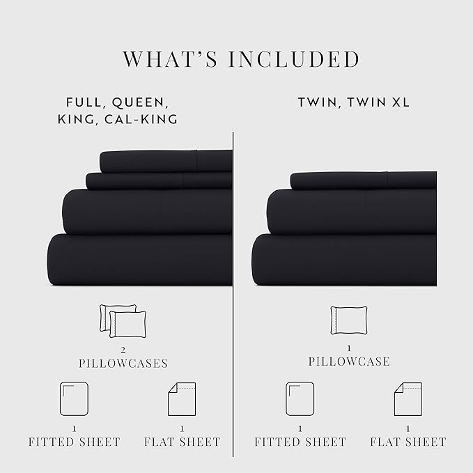 Linen Market Bed Sheets for Twin Size Bed (Black) - Sleep Better Than Ever with These Soft and Cooling Twin Sheets - Deep Pocket Fits 16" Thick Beds - 3 Piece Twin Sheet Set - LeafyLoom