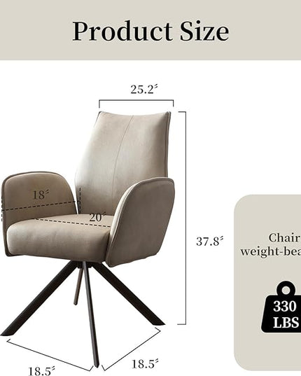 jiexi Modern Desk Chair no Wheel, Ergonomic Office Chair Home Office Upholstered Chair, Swivel Arm Chairs with Metal Legs, Computer Chair for Bedroom, Reception Room, Living Room - LeafyLoom