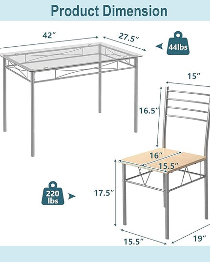 Tangkula Dining Table Set, Beige - LeafyLoom
