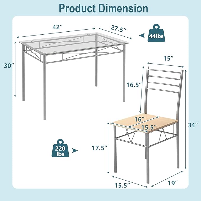 Tangkula Dining Table Set, Beige - LeafyLoom