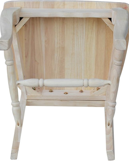 International Concepts Country french Chair with Solid Seat, Unfinished - LeafyLoom