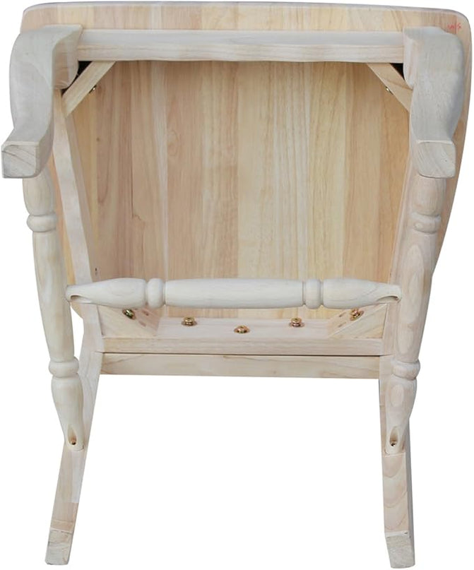 International Concepts Country french Chair with Solid Seat, Unfinished - LeafyLoom