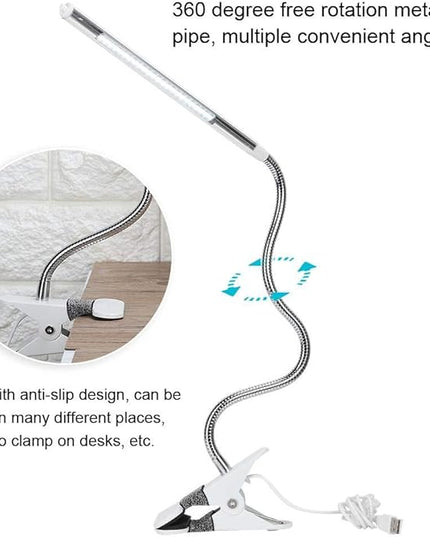 FILFEEL LED Clip - Portable Flexible Neck Desk Light for Tattoo/Manicure/Makeup USB Interface(Pearl White) - LeafyLoom