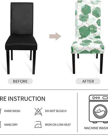 Gibelle Dining Room Chair Covers Set of 4, Soft Stretch Kitchen Chair Covers Slipcover Protector, Removable Washable Geometric Parson Chair Covers 4 Pack, Dark Cyan Gibelle