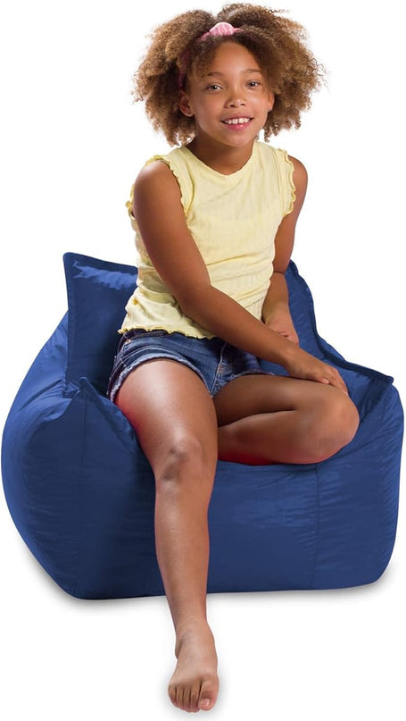 Posh Creations Bean Bag Chair Structured Comfy Seat Use for Gaming, Reading and Watching TV, Newport, Navy - LeafyLoom