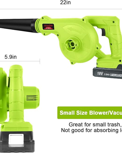Abeden Cordless Leaf Blower,2-in-1 Electric Handheld Sweeper/Vacuum with 18V 2.0Ah Lithium Battery for Blowing Leaf,Cleaning Dust,Small Trash,Car,Computer Host - LeafyLoom