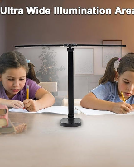 Doule Head Desk Lamp, Dimmable Desk Light, Adjustable Reading Lamps, Eye-Caring Table Lamp, Multi-Angle Adjustable and Foldabel Design Table Lamp - Black - LeafyLoom