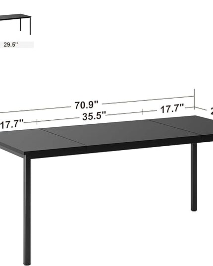 soges 70.8 Inch Stylish Computer Desk, Large Executive Office Desk, Simple Study Writing Desk, Workstation Business Furniture for Home Office, Black - LeafyLoom
