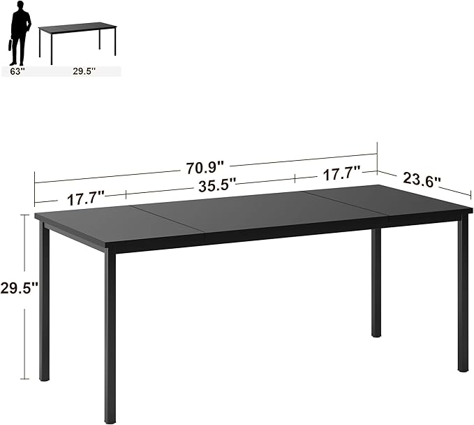 soges 70.8 Inch Stylish Computer Desk, Large Executive Office Desk, Simple Study Writing Desk, Workstation Business Furniture for Home Office, Black - LeafyLoom