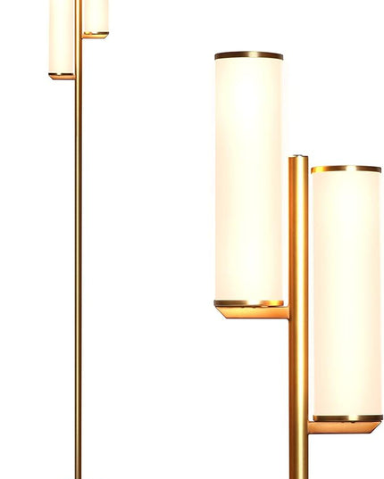 Brightech Gemini Floor Lamp, Dimmable Standing Lamp with Two Lights for Bedroom Reading, Modern Tall Tree Lamp for Offices, Mid-Century LED Lamp for Living Rooms, Great Living Room Decor - Gold/Brass - LeafyLoom