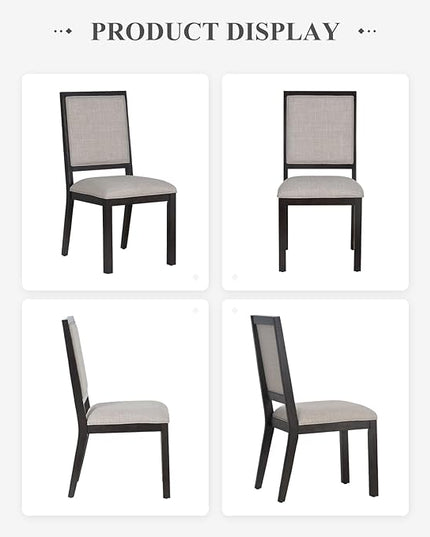 COLAMY Wood Dining Chairs Set of 2, Mid Century Modern Upholstered Kitchen Chairs,19 Inch Fabric Dining Chair with Back for Kitchen Dining Room,Brown - LeafyLoom