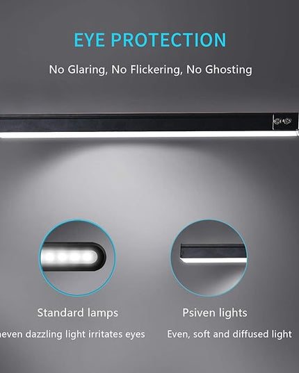 LED Architect Desk Lamp, Metal Swing Arm Dimmable Task Lamp, Eye Care Table Lamp with Clamp (3 Color Modes, 10-Level Dimmer, Memory Function) Highly Adjustable Office, Craft, Workbench Light - LeafyLoom