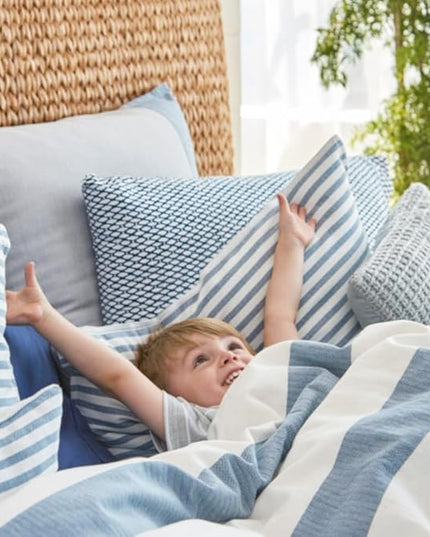 Nautica - King Size Comforter Set, Cotton Reversible Bedding with Matching Shams, Mediterranean Inspired Home Decor for All Seasons (Fairwater Blue, King) - LeafyLoom