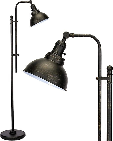 VONLUCE Floor Lamp, 65'' Tall Industrial Floor Lamp, Adjustable Height & Head Vintage Metal Standing Reading Pole Lamp, Floor Lamps for Living Room, Bedroom, Office, Farmhouse - LeafyLoom