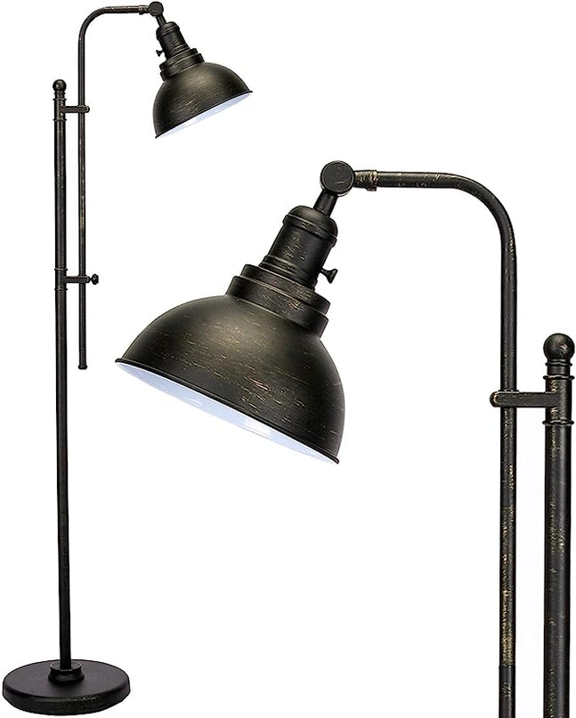 VONLUCE Floor Lamp, 65'' Tall Industrial Floor Lamp, Adjustable Height & Head Vintage Metal Standing Reading Pole Lamp, Floor Lamps for Living Room, Bedroom, Office, Farmhouse - LeafyLoom