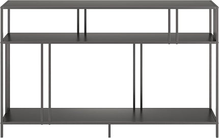 Henn&Hart 48" Wide Rectangular Console Table with Metal Shelves in Gunmetal Gray, Entryway Table, Accent Table for Living Room, Hallway - LeafyLoom