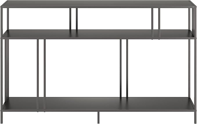 Henn&Hart 48" Wide Rectangular Console Table with Metal Shelves in Gunmetal Gray, Entryway Table, Accent Table for Living Room, Hallway - LeafyLoom