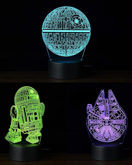 3D Illusion LED Night Light,16 Colors Gradual Changing Touch Switch USB Table Lamp for Holiday Gifts or Home Decorations（3Pattern） - LeafyLoom
