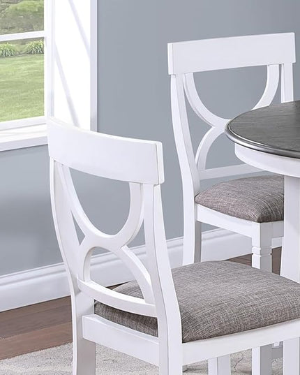 NicBex Round Dining Table Set for 4 Kitchen Table Set Counter Height Dining Table with Storage Shelve 4X Chairs Padded Seat Unique Design Back 5Pc Dining Set, White - LeafyLoom