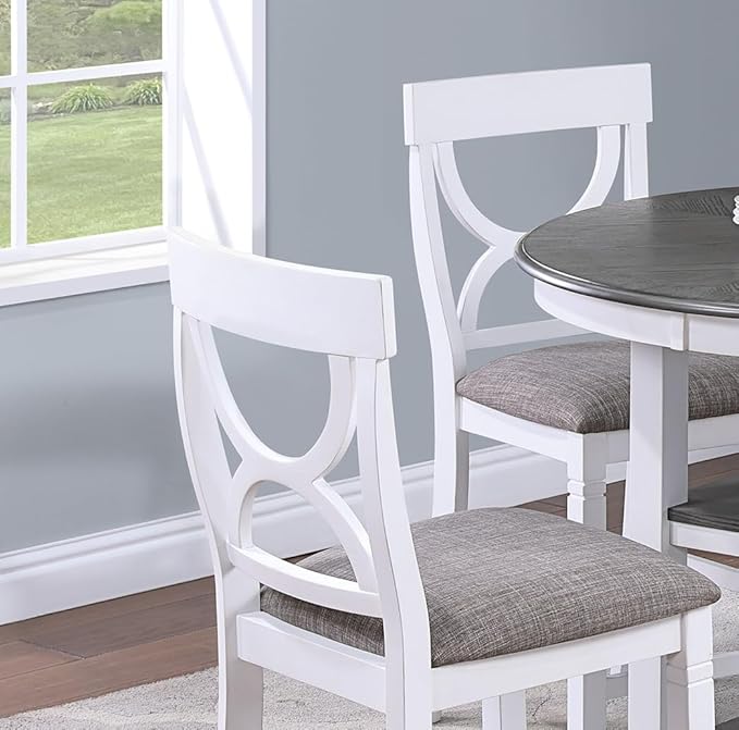 NicBex Round Dining Table Set for 4 Kitchen Table Set Counter Height Dining Table with Storage Shelve 4X Chairs Padded Seat Unique Design Back 5Pc Dining Set, White - LeafyLoom