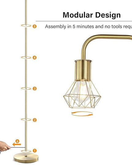 BoostArea Floor lamp,Industrial Floor Lamp,Standing Lamp with 6W LED Bulb,E26 Socket,On/Off Footswitch,Whole Metal,Modern Floor Lamp for Bedroom,Office, Living Room,Rustic,Vintage,Farmhouse - LeafyLoom