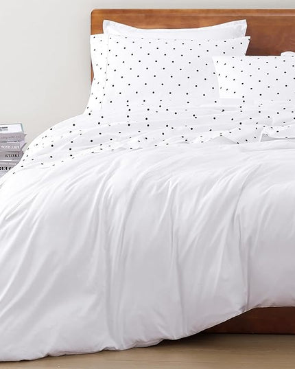 LANE LINEN king Size Bed Sheets - 4 Piece 100% Organic Cotton KingSsheets, Soft Percale Sheets, Breathable King Bedding Set, Hotel Luxury Bed Sheets Set, 15" King Sheets Deep Pocket - Polka Dot Black - LeafyLoom