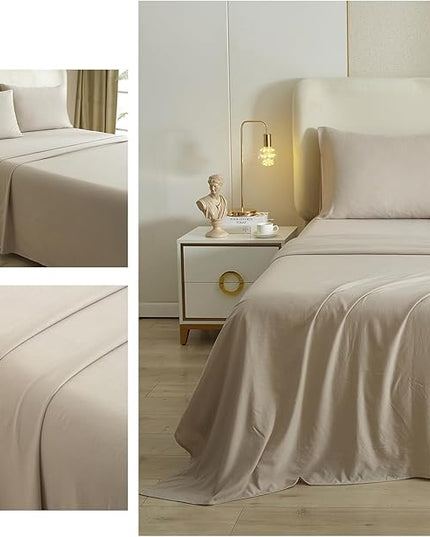 Beige Twin XL Sheet Set - Hotel Luxury Bed Sheets 3 Pieces Cooling Sheets for Twin XL Size Bed - Bedding Sheets & Pillowcase - 16" Deep Pocket - Wrinkle,Fade,Stain Resistant - LeafyLoom