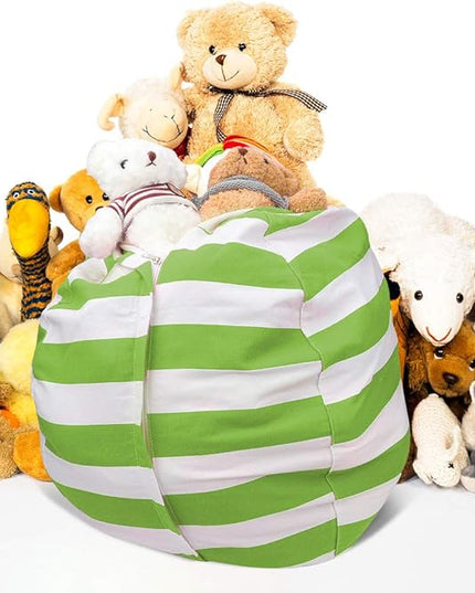 27Inch Stuffed Animal Storage Bean Bag Chair Cover for Kids room, Gifts for 3 4 5 6 7 8 9 Boys Girls Stuffed Animals Toy Storage Bags, New Year Gift-Green - LeafyLoom