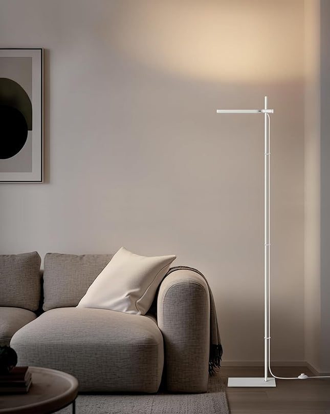 Modern Floor Lamp, 360 Degree Rotation Sky LED floor lamp Office Lighting, Bright LED Standing Pole Light, Tall lamps for Living Room,Bedroom,Reading,Study Room (White) - LeafyLoom