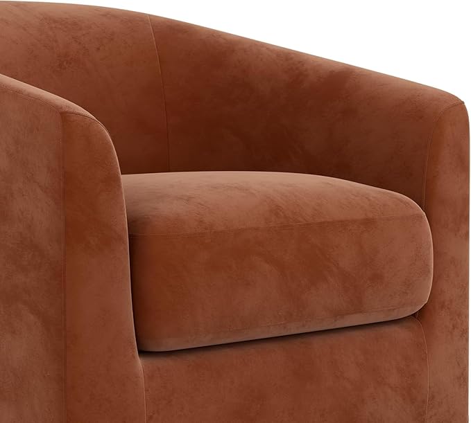 Sunny Heart Swivel Accent Chair, Velvet Swivel Barrel Chair, Swivel Club Chair with Wood Base, Modern Upholstered Armchair, Cozy Chairs for Living Room, Bedroom, Reading - LeafyLoom