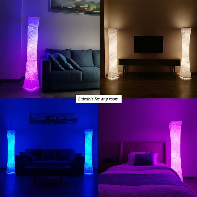 Floor Lamps for Living Room 61" LED Floor Lamp,Corner Floor Lamp,RGB Color Changing Floor Lamp,Smart Dimmable Floor Lamp with Remote & APP Control & Music Sync,Modern Floor Lamp for Bedroom - LeafyLoom