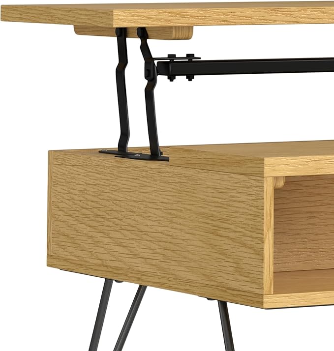 SIMPLIHOME Hunter Small Lift Top Coffee Table, 36 inch, Oak - LeafyLoom